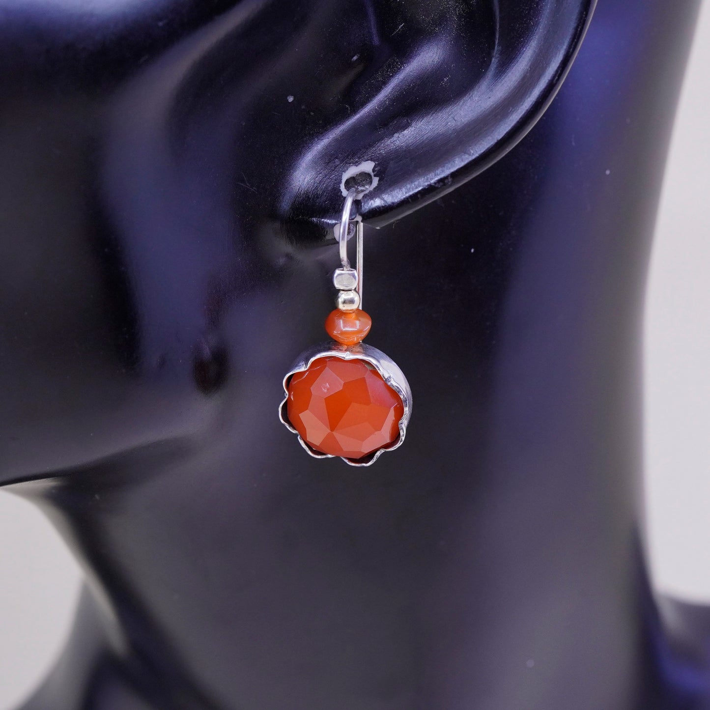 Israel Silpada 14K gold bead with Sterling 925 Silver earrings and carnelian