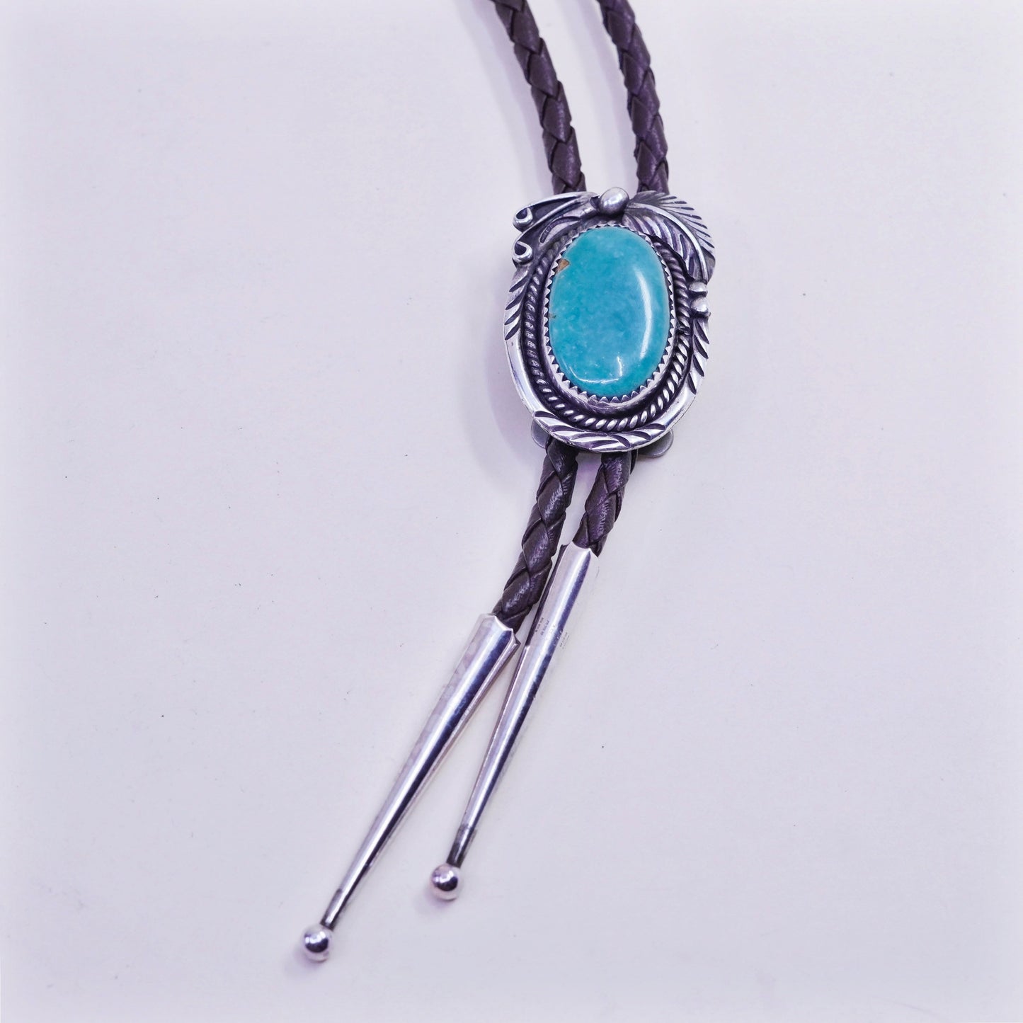 Native American Navajo Jimmy Yazzie bolo tie necklace, Sterling silver