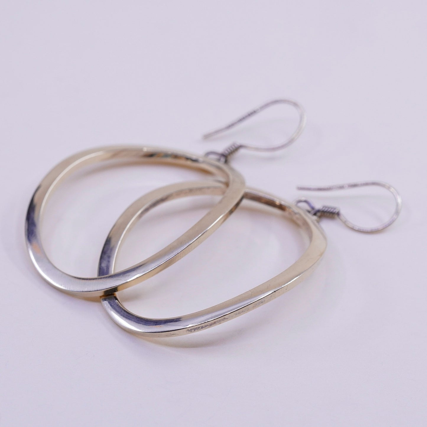 vtg vermeil gold over sterling silver handmade earrings, 925 oval dangle