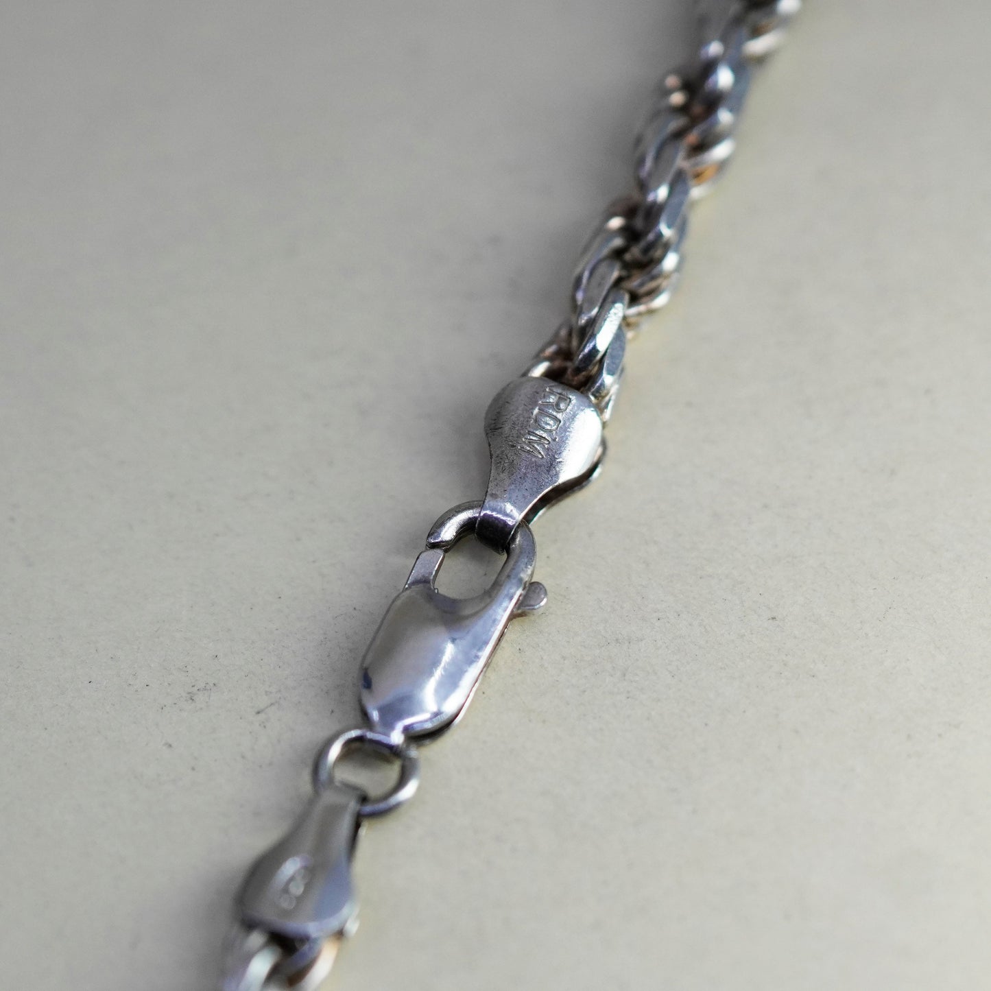 26”, 5mm, vintage Sterling silver necklace, 925 diamond cut rope chain