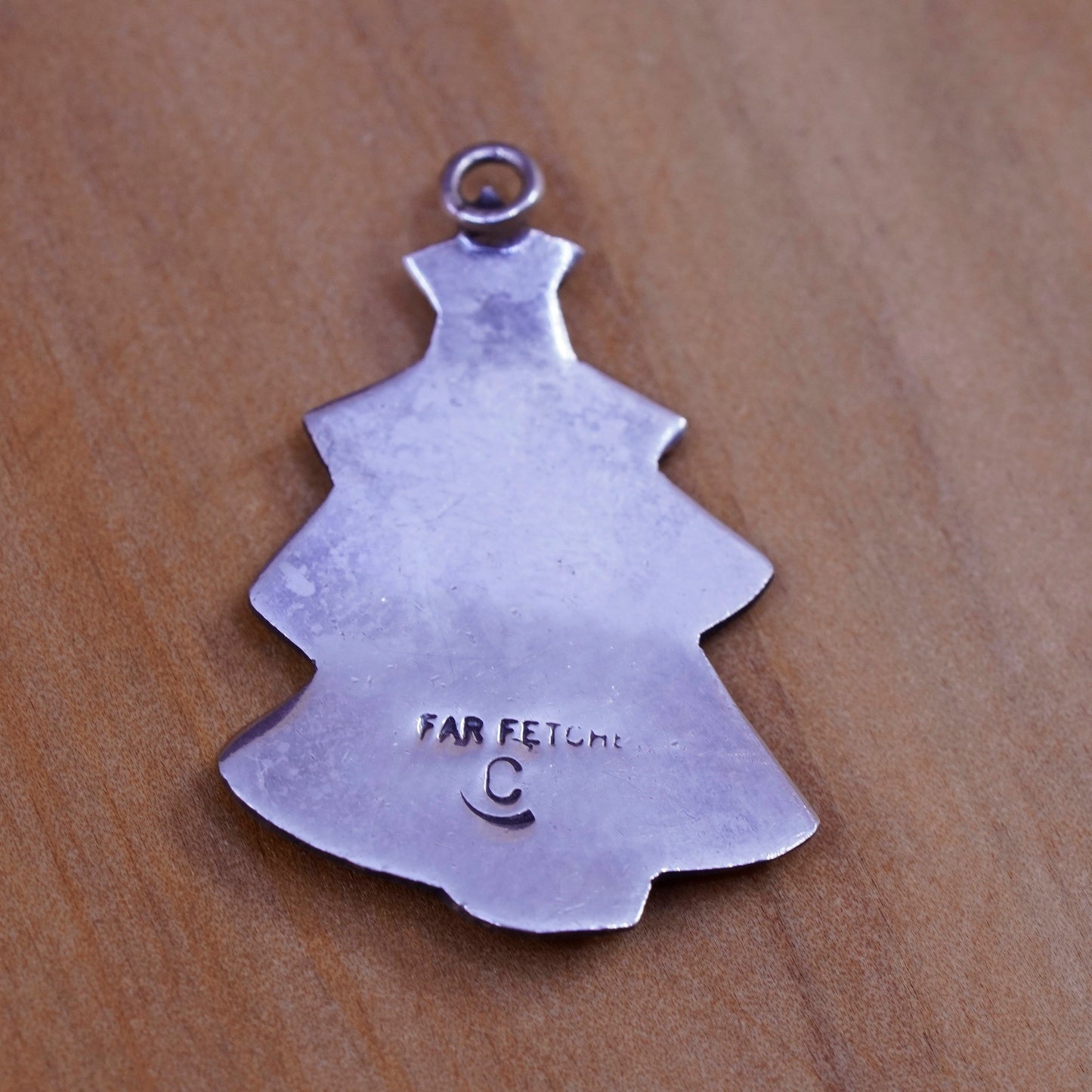 Sterling silver handmade charm, 925 Christmas tree and family of 3 pendant
