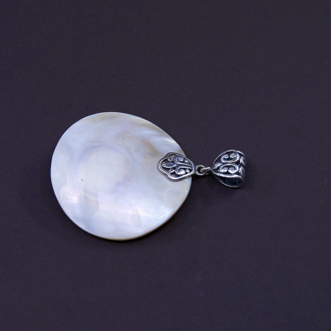 vtg Sterling silver handmade pendant, 925 w/ blister pearl N mother of pearl