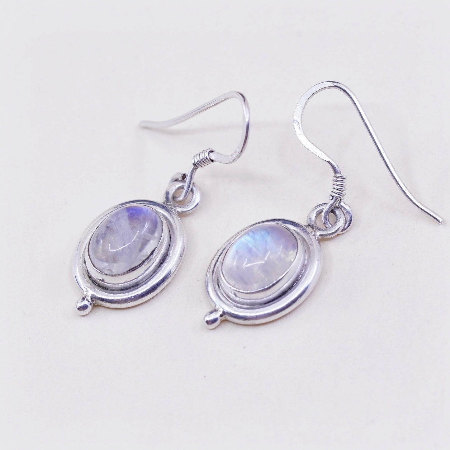 Vintage Sterling 925 silver handmade earrings with moonstone drops