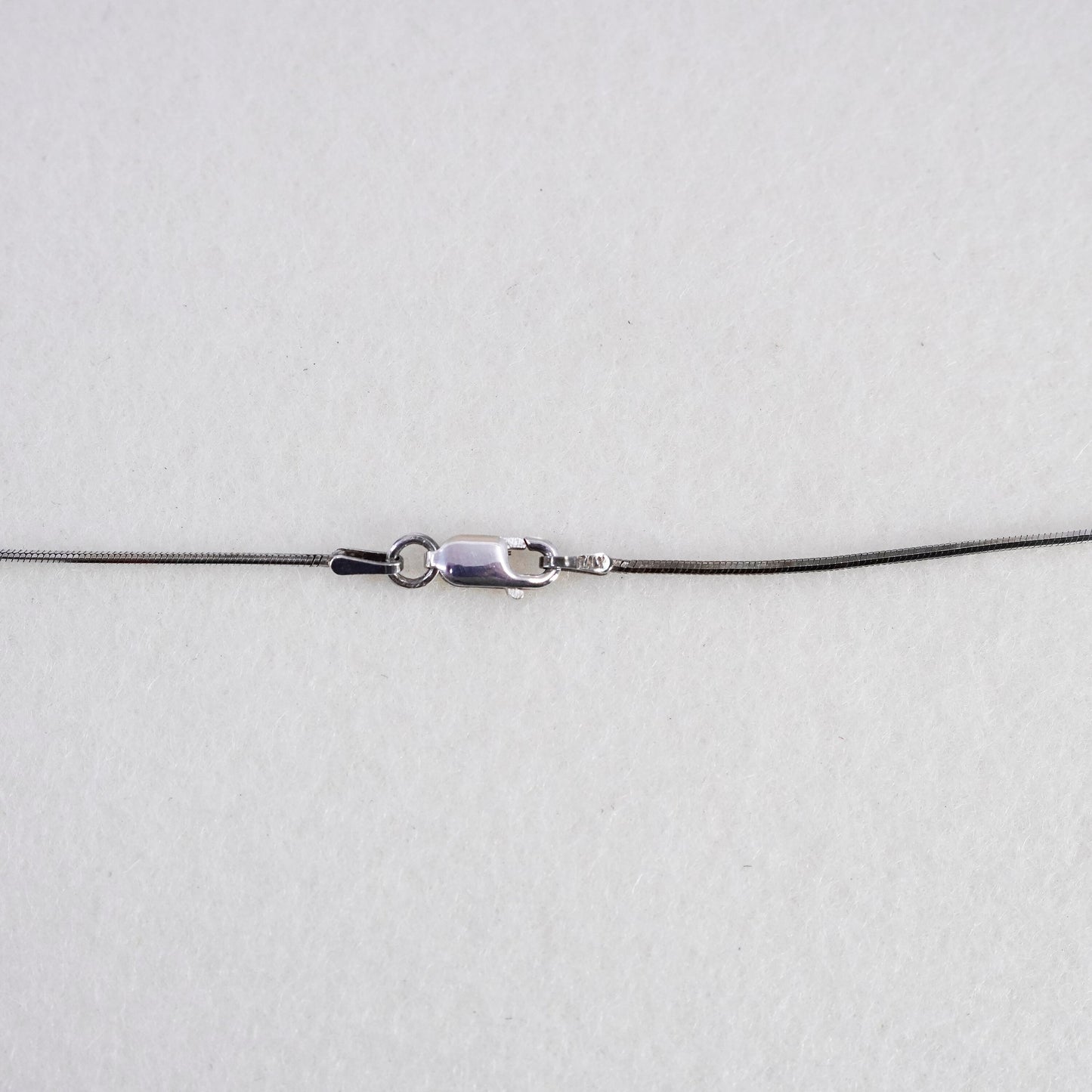 18”, vtg Sterling 925 silver handmade snake necklace with fringe bead pendant
