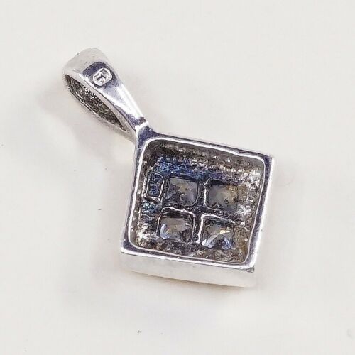 Vintage Minimalist Sterling Silver Modern Pendant, 925 w/ Cz, Stamped 925