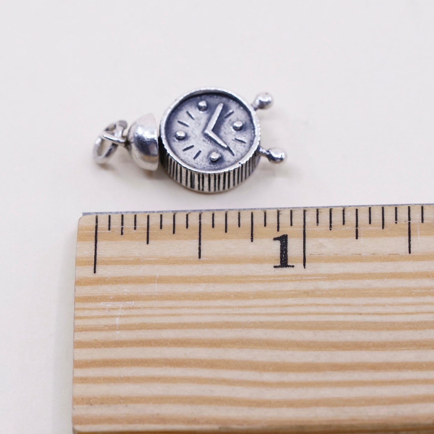Vintage danecraft sterling silver handmade pendant, 925 old fashion clock charm