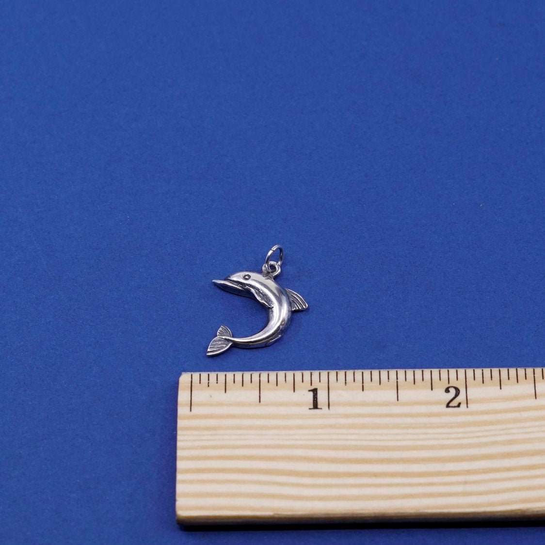 vtg Sterling silver handmade Dolphins pendant, 925 charm, stamped 925, ocean