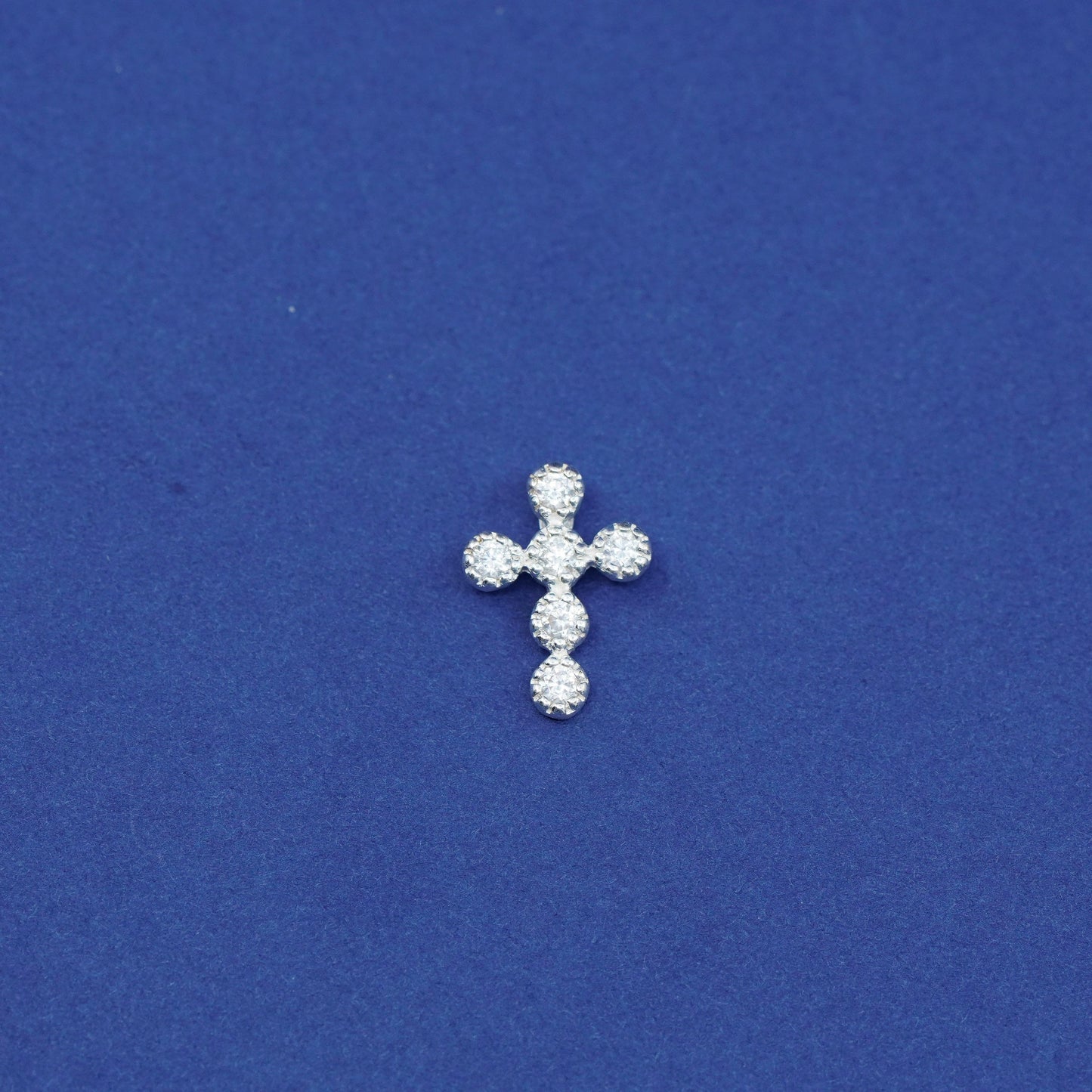 Vintage Sterling silver handmade pendant, 925 cross with Cz