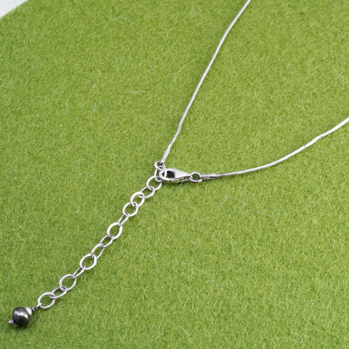 16+2”, sterling 925 silver handmade necklace, snake chain cluster black pearls