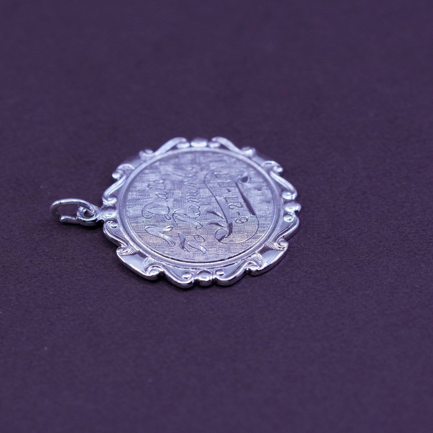Vintage Sterling silver handmade charm, 925 pendant engraved “a day to remember