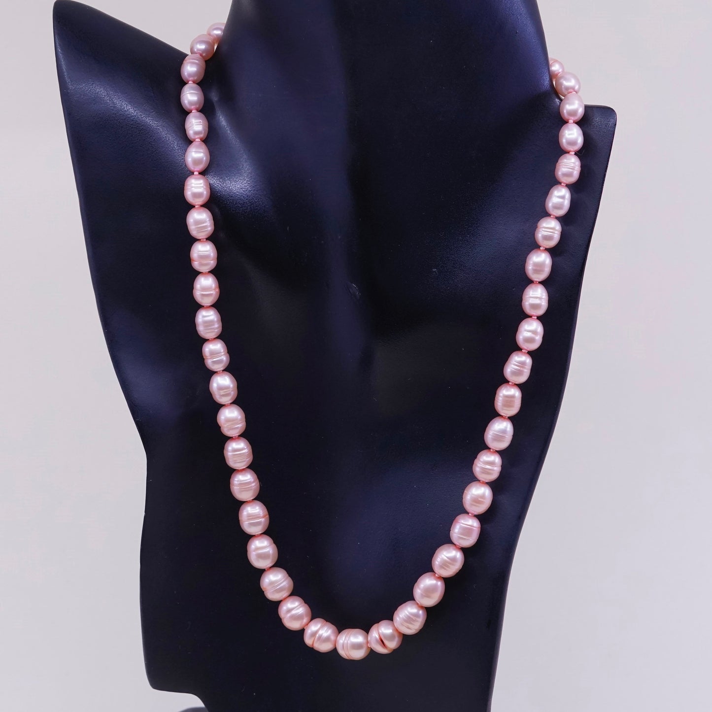 18+2”, 6-7mm freshwater pink pearl necklace chain w/ sterling 925 silver clasp