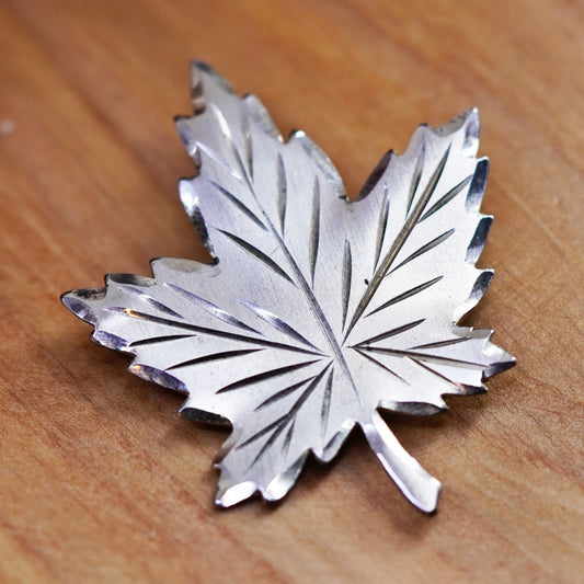 Vintage Coro vermeil gold over sterling 925 silver maple leaf brooch