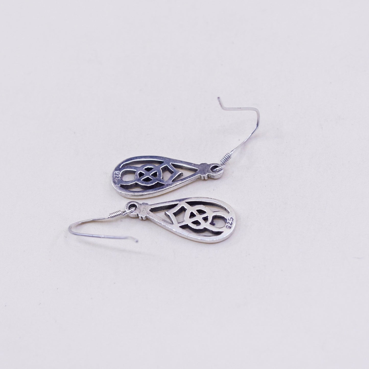 Vintage Irish Sterling silver handmade earrings, 925 Celtic knot dangles