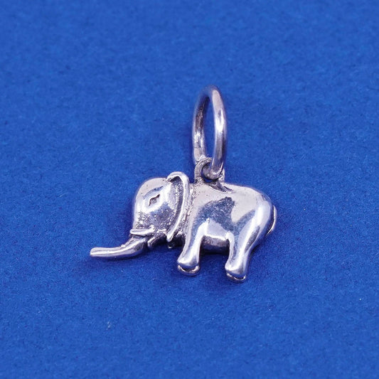 vtg Sterling silver handmade pendant, solid 925 silver elephant charm