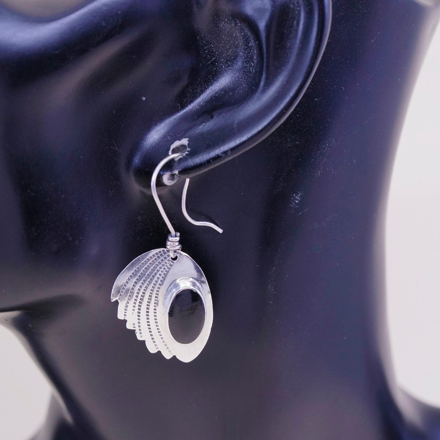 vtg Sterling silver handmade earrings, Native American southwestern 925 wings