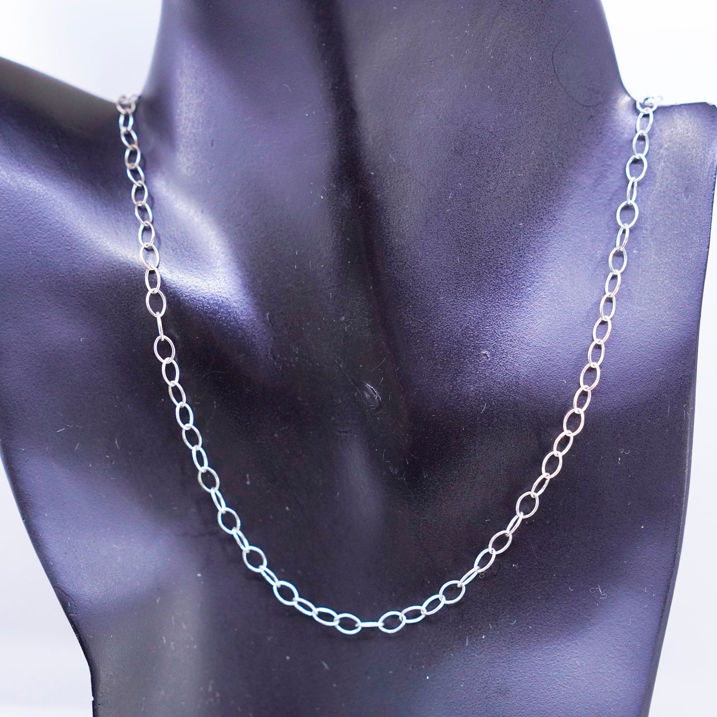 24” 5mm, vintage Faye Sterling 925 silver circle chain necklace