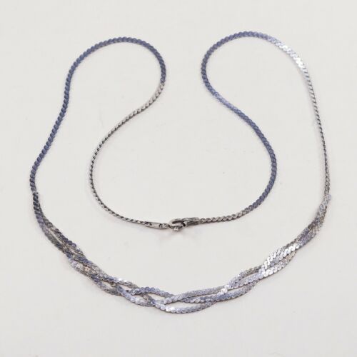 18” 2mm, Vtg 925 Sterling Silver S Link chain necklace, Stamped 925