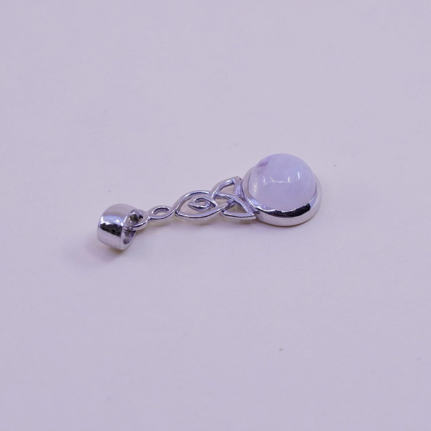 Vintage Sterling 925 silver handmade pendant with round moonstone