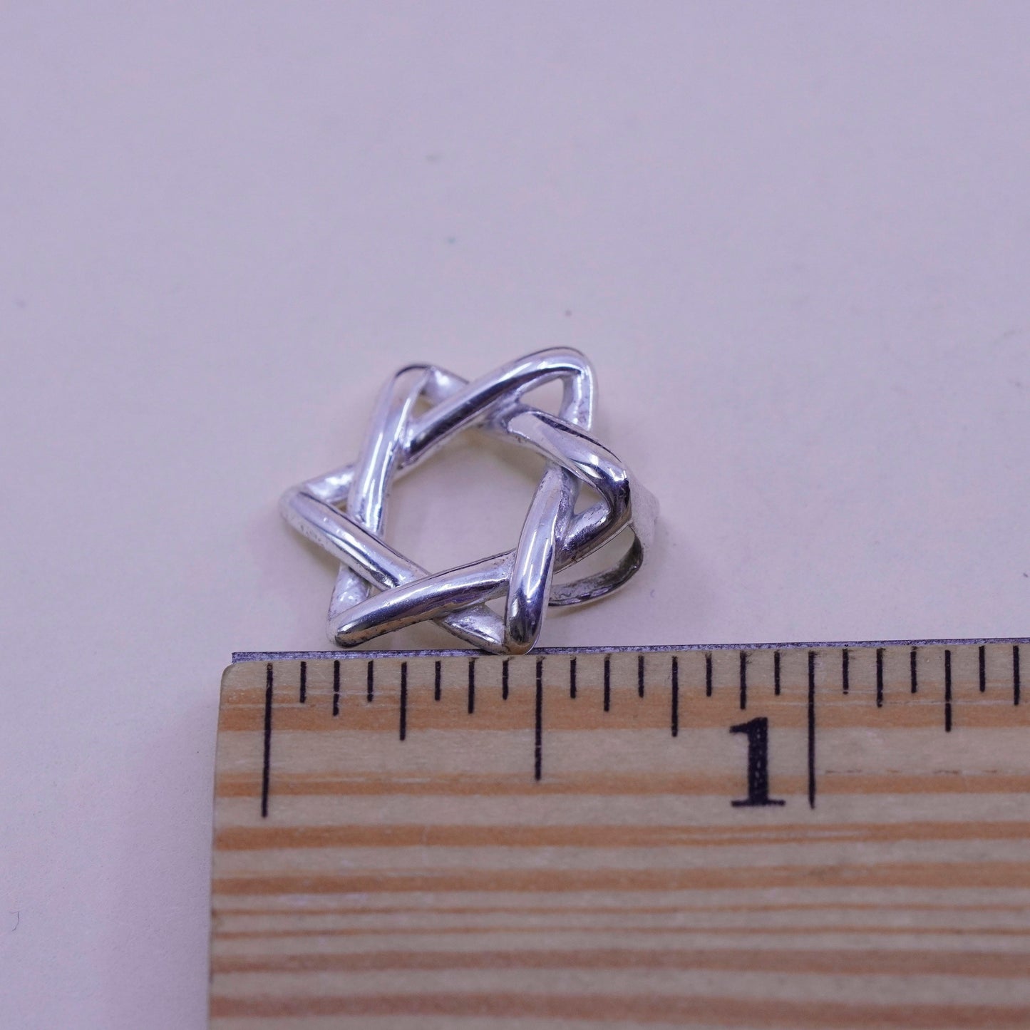 Vintage Sterling silver handmade pendant, 925 hexagram