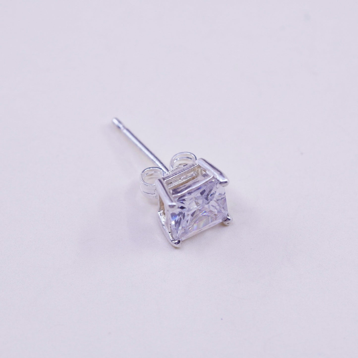 Vintage sterling 925 silver square cz studs, earrings