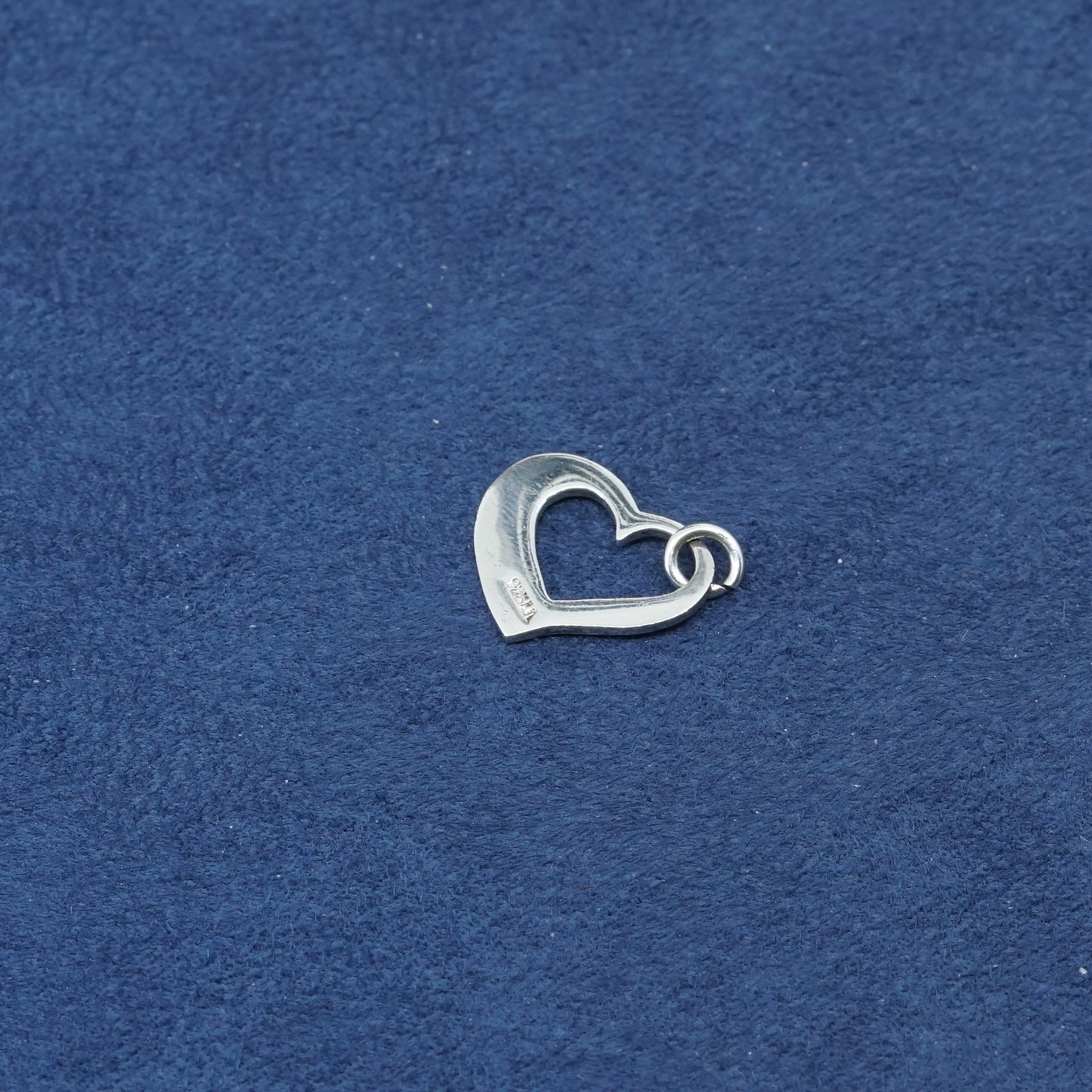 vtg sterling silver handmade pendant, 925 heart charm embossed “love”