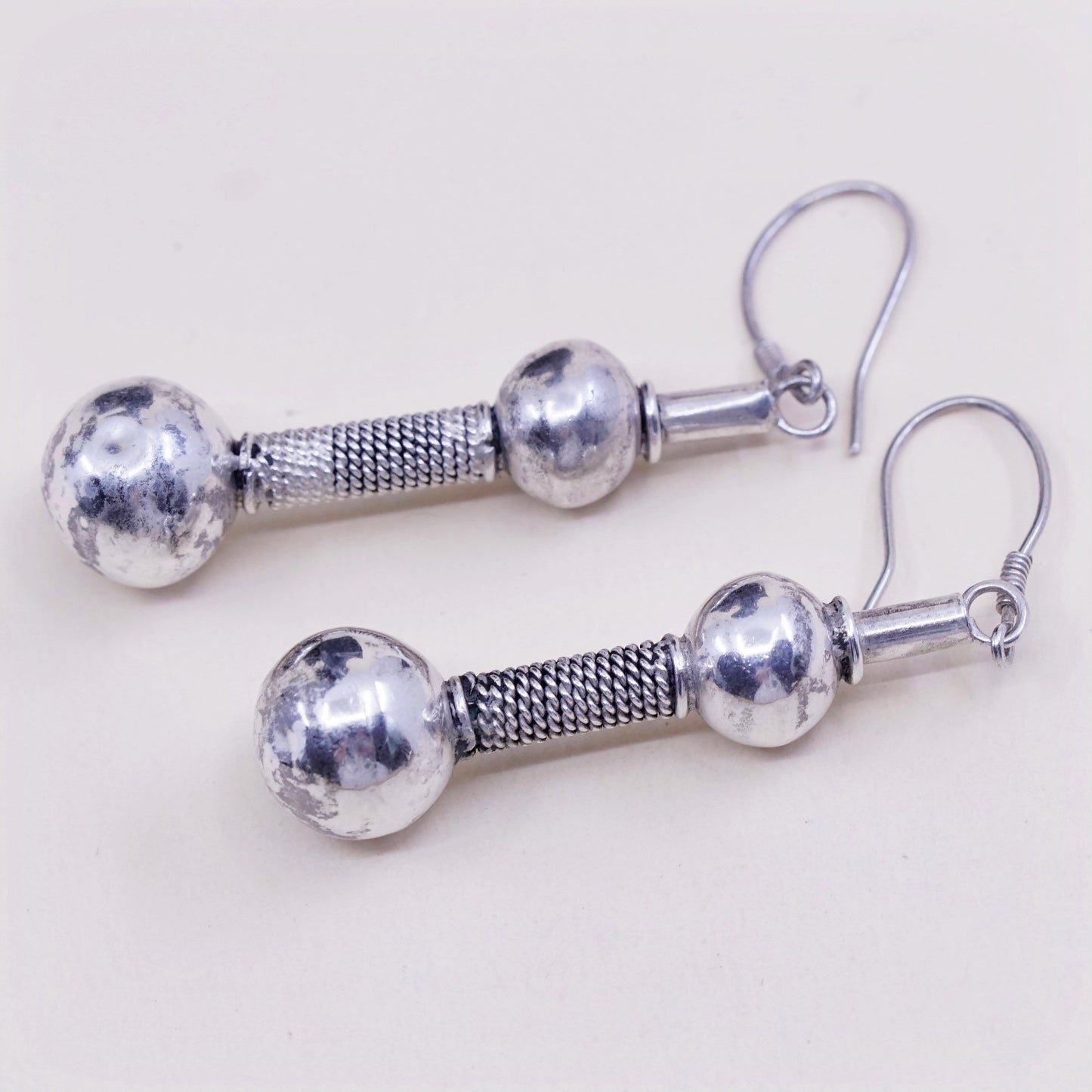 Vintage Sterling 925 silver handmade teardrop earrings and beads