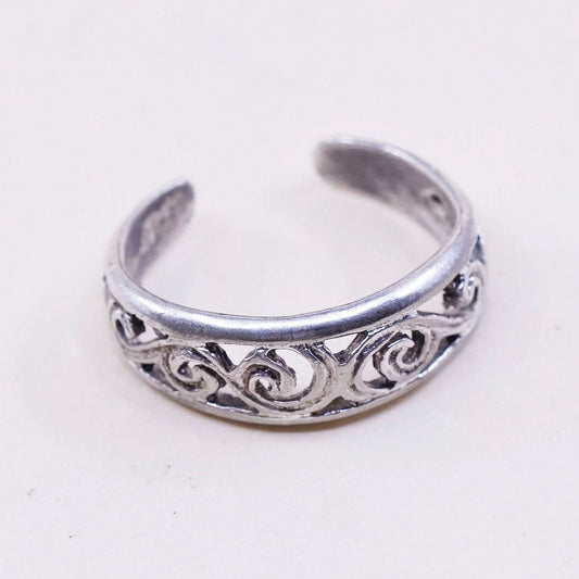 sz 2.5, vintage Sterling silver handmade ring, 925 filigree swirl band