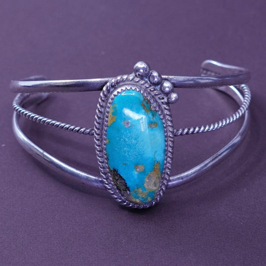 6.75”, Samson Kee Navajo Sterling silver bracelet, 925 cuff with turquoise