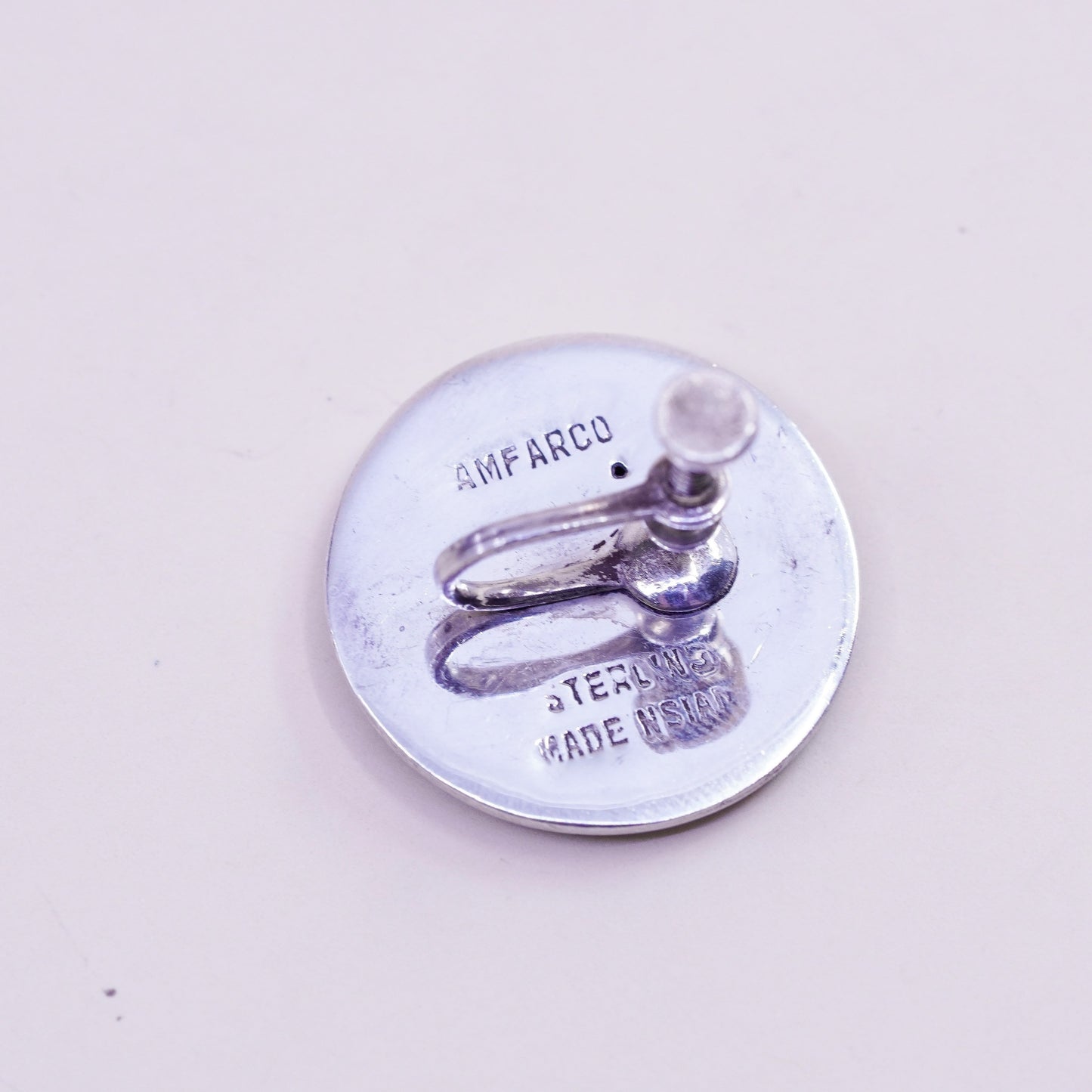 AMF arco Sterling silver handmade earrings 925 enamel screw back Indian goddess