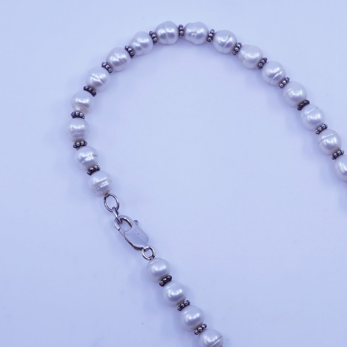 18”, vintage freshwater 8mm pearl necklace with Sterling 925 silver clasp