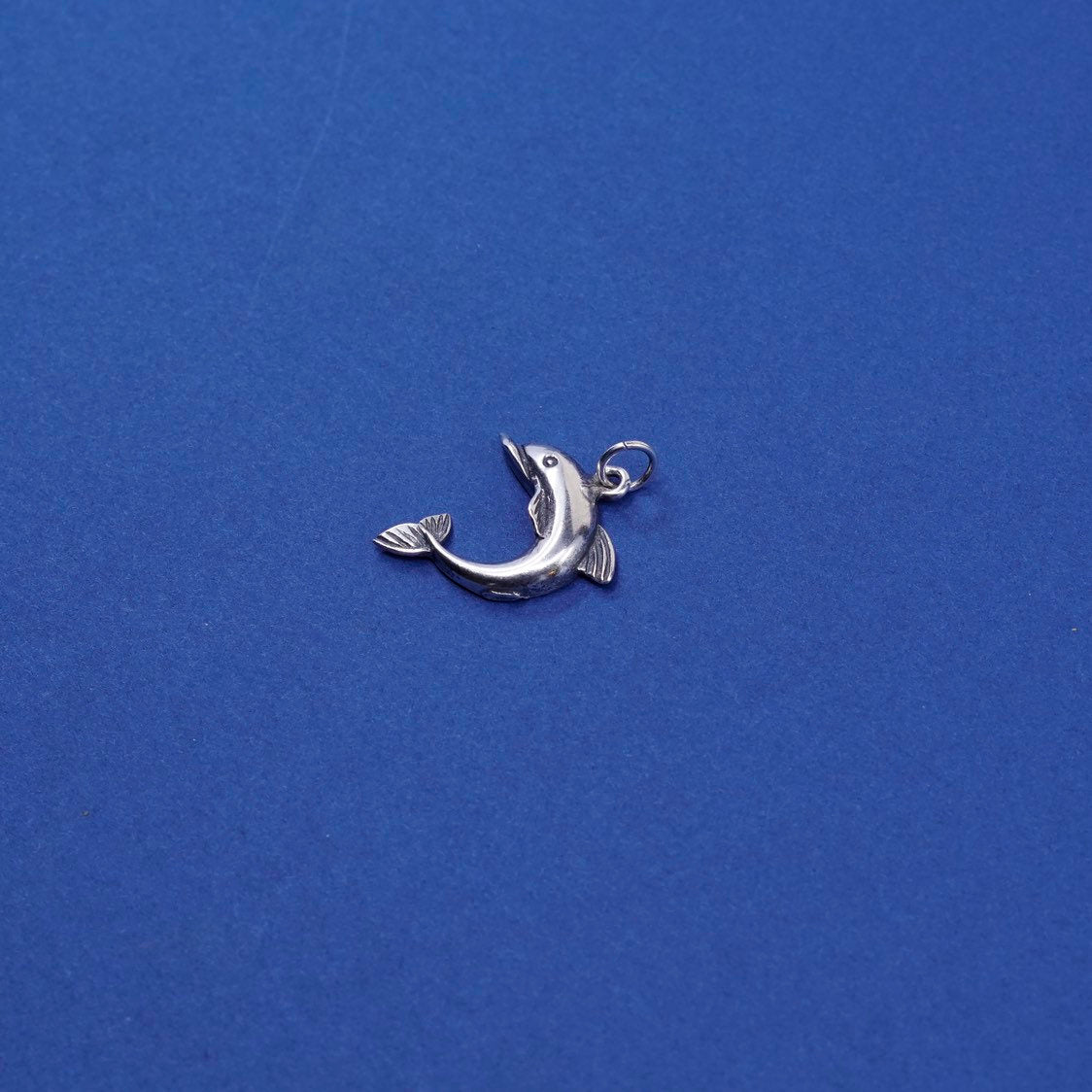 vtg Sterling silver handmade Dolphins pendant, 925 charm, stamped 925, ocean