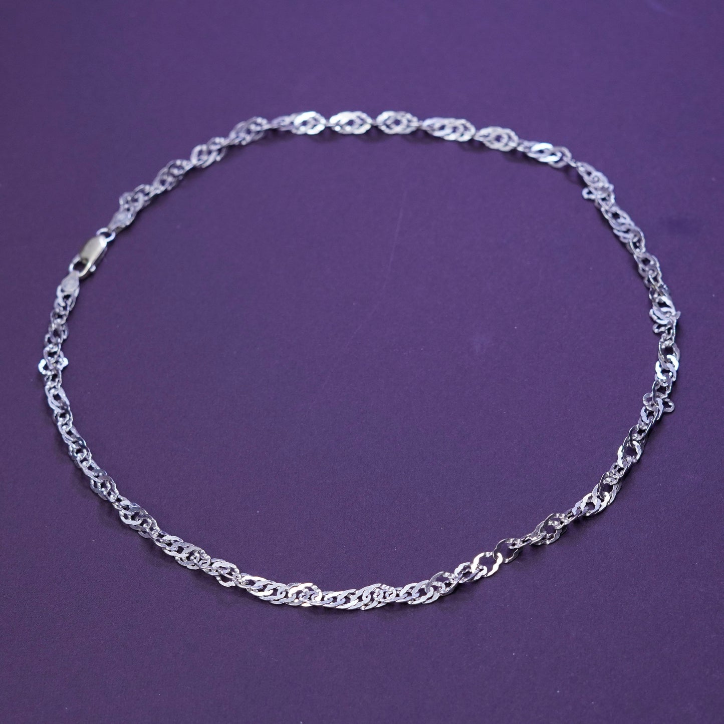 18”, 5mm, vintage Sterling silver necklace, 925 twisted oval link chain