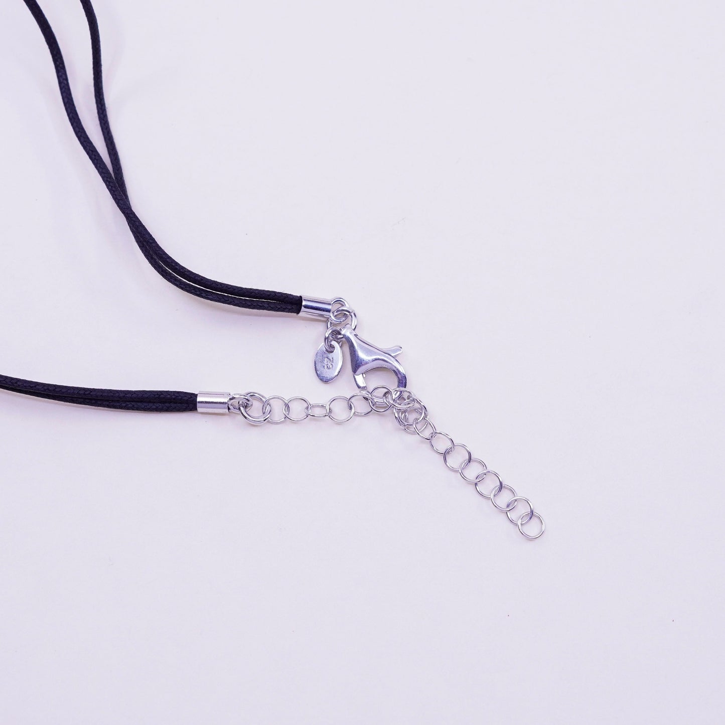 12+2”, Milor sterling 925 silver necklace choker collar linen core bar pendant