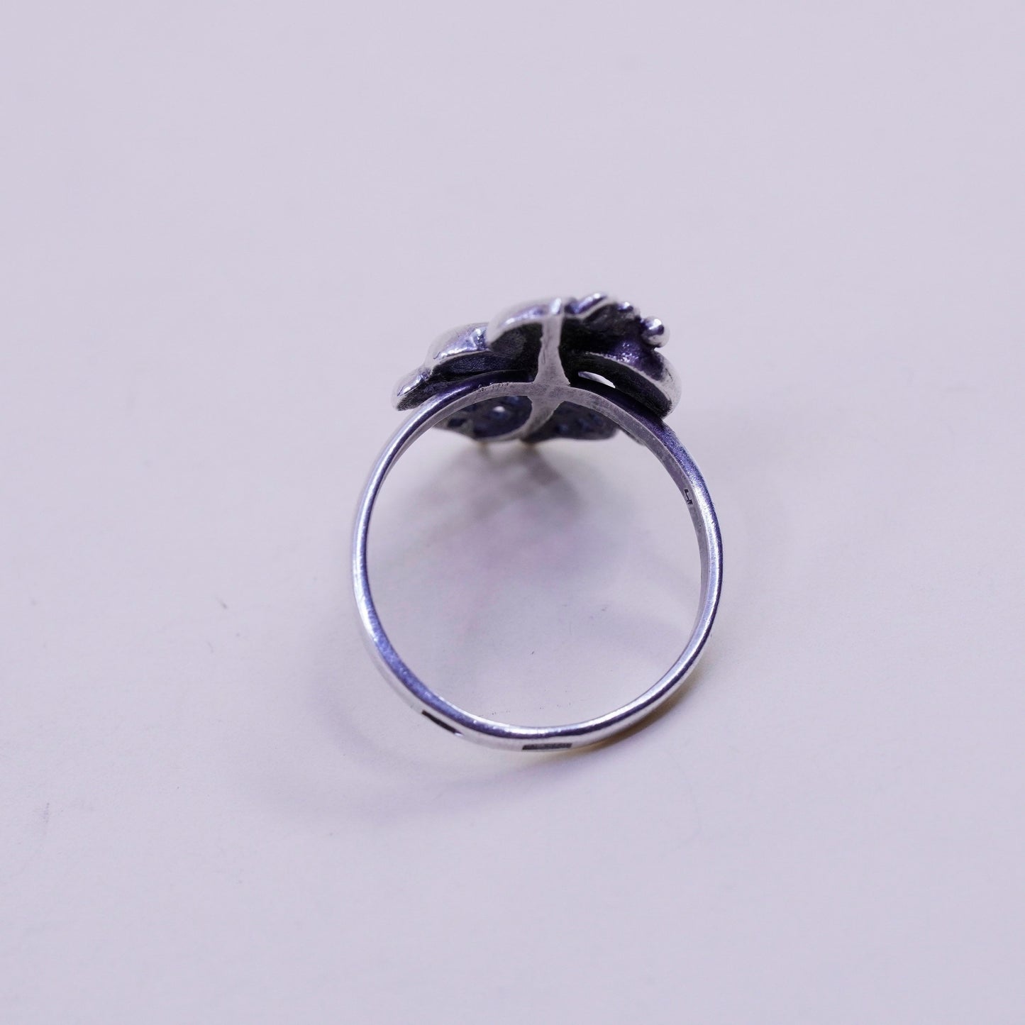 Size 8, vintage Sterling 925 silver handmade flower ring
