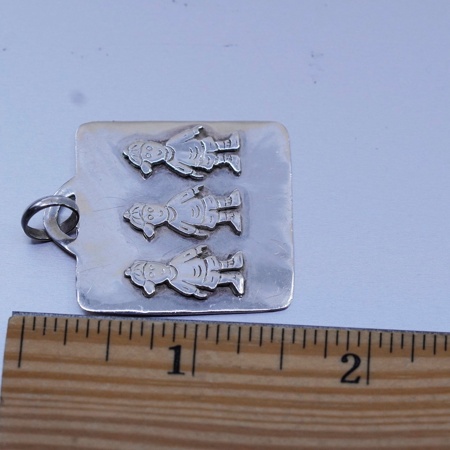 Vintage sterling 925 silver handmade friends friendship figures pendant charm