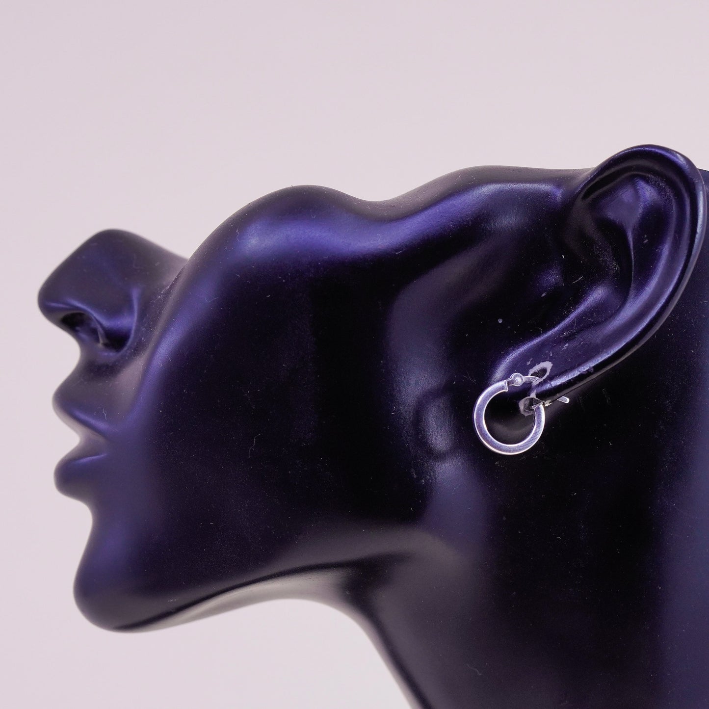 0.5”, Vintage sterling silver loop earrings, fashion minimalist, 925 hoops