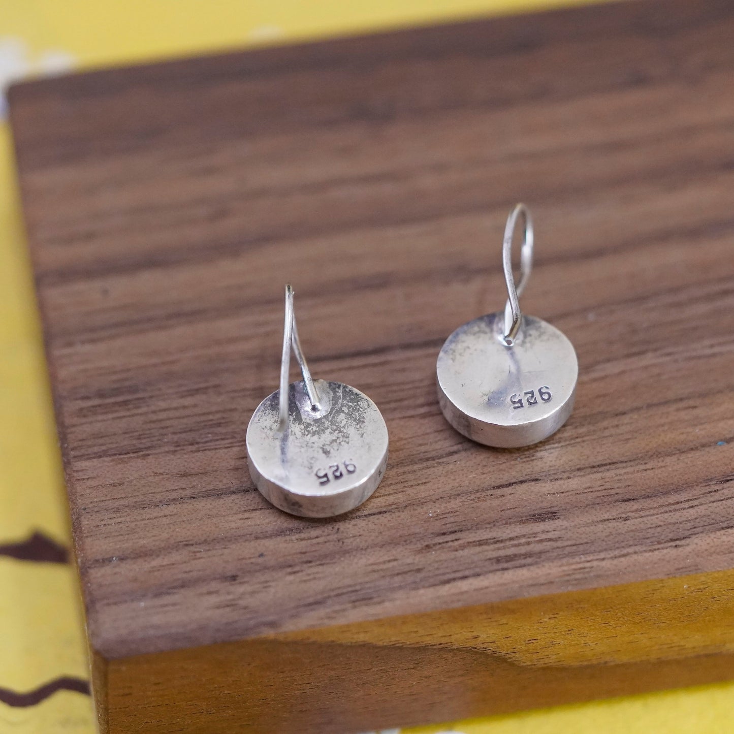 Vintage Sterling silver handmade earrings, 925 circles dangle