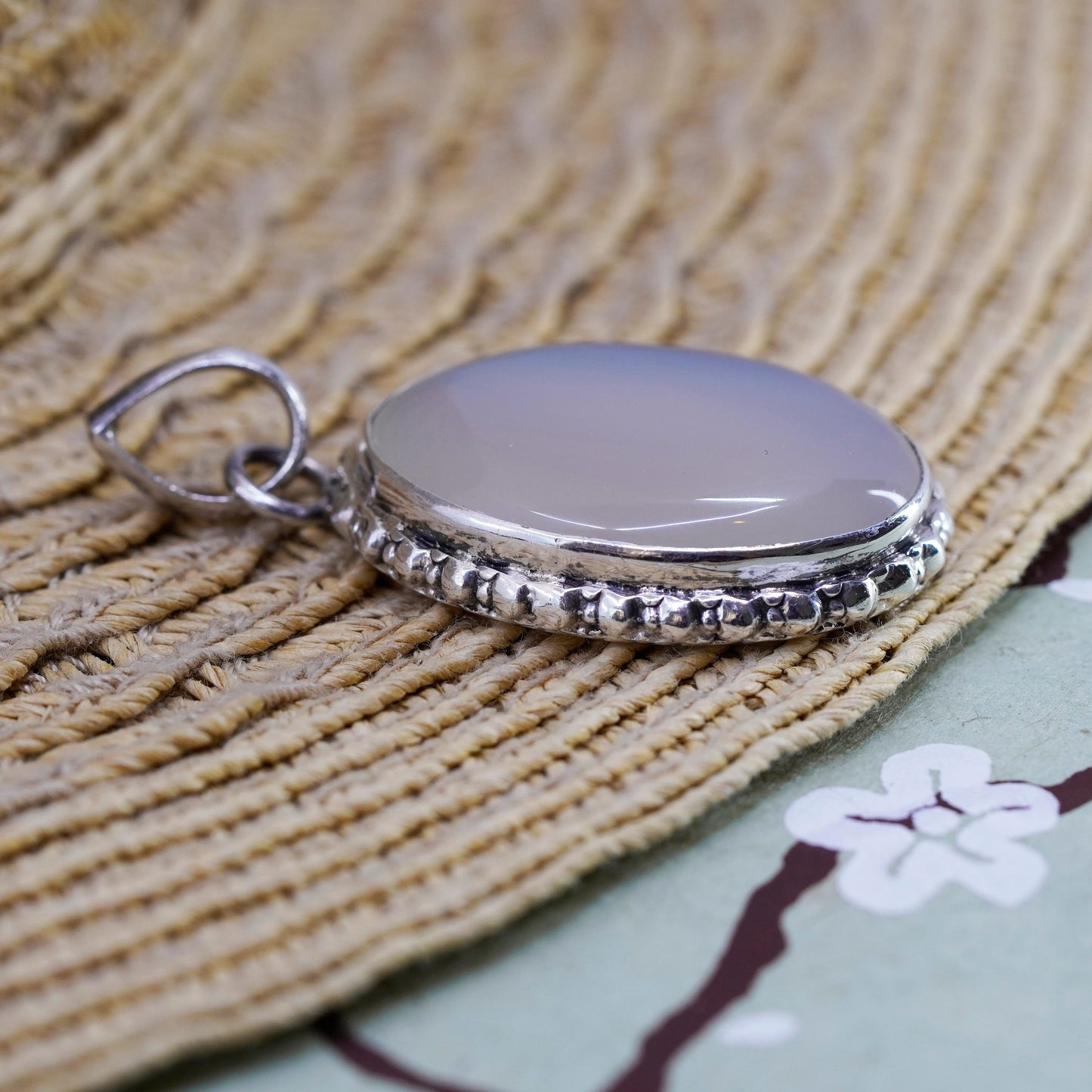 Vintage Sterling 925 Silver Handmade Pendant with moonstone and beads