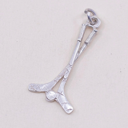 Vintage sterling silver handmade charm, 925 golf club pendant