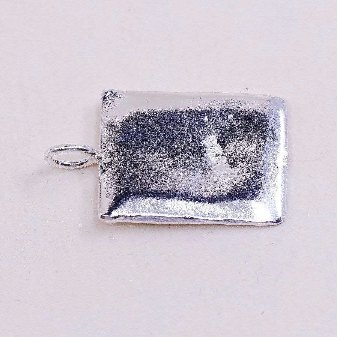 VTG sterling silver handmade pendant, 925 tag w/ mother N kid portrait