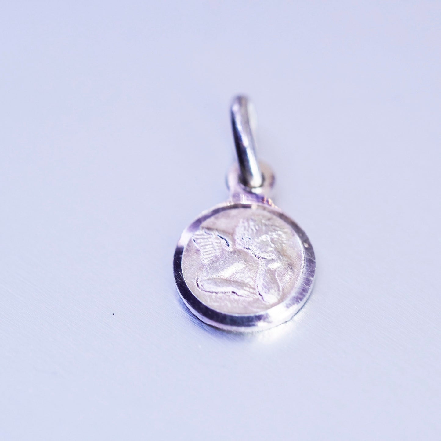 Antique Sterling silver handmade charm, 925 Angel pendant