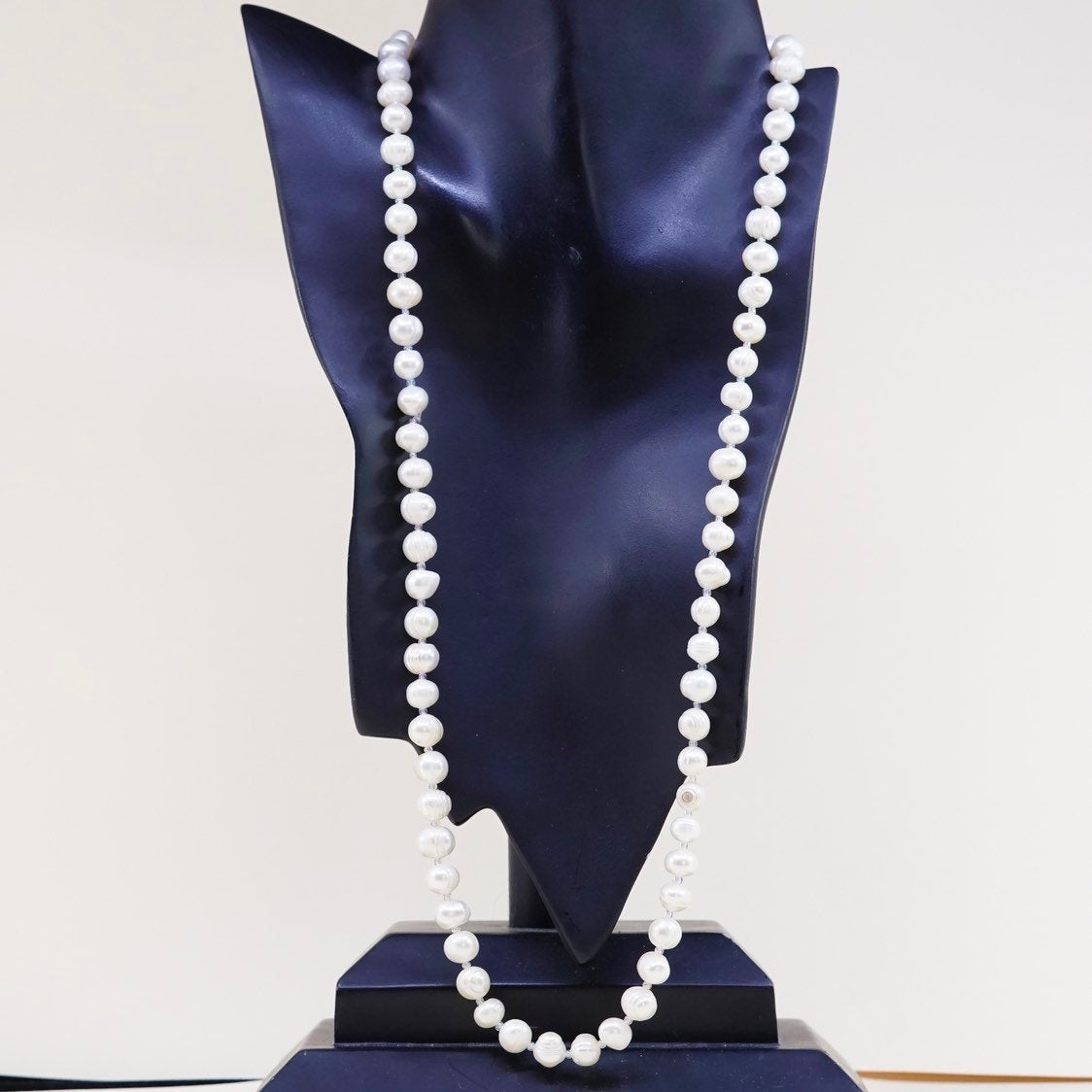 30”, vtg white freshwater pearl beads necklace chain without clasp