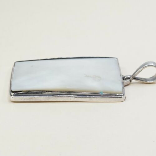 Vtg Sterling Silver Handmade Pendant, 925 with Huge mother Of Pearl (MOP) N Bali