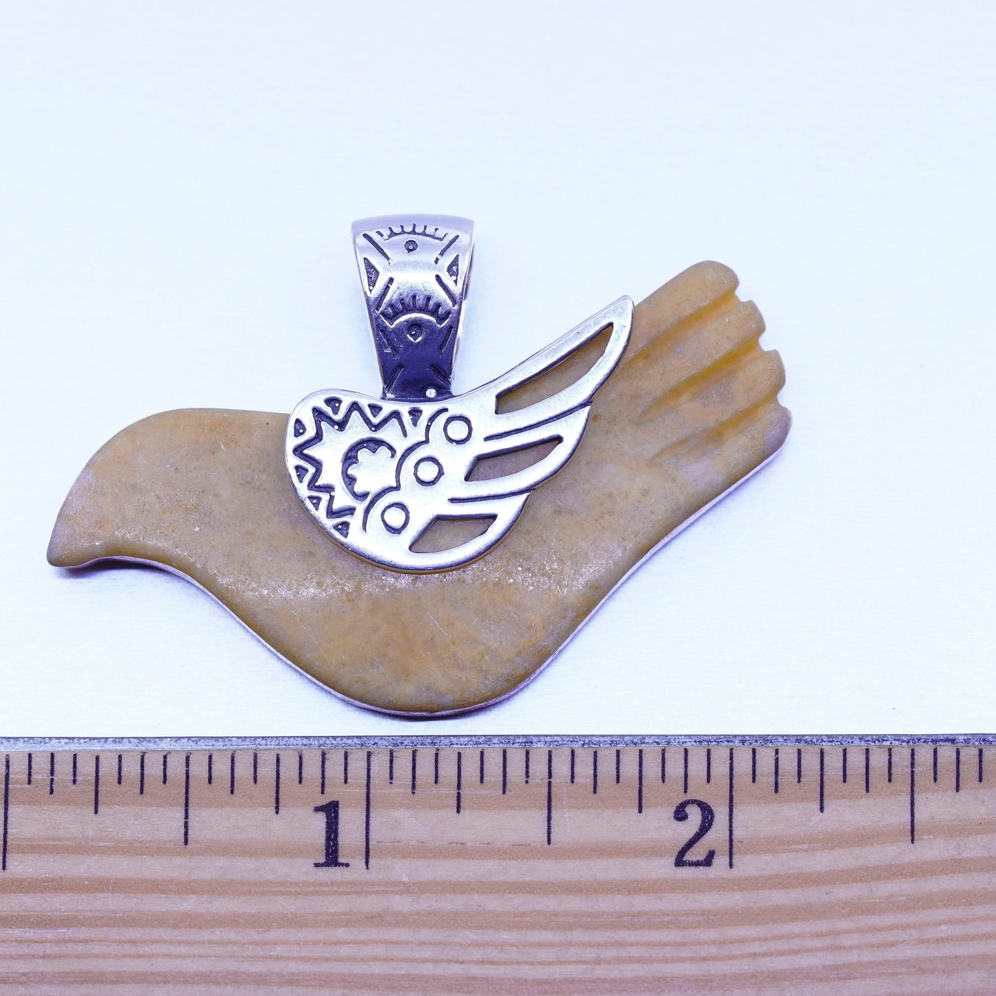 Relios Carolyn pollack handmade slide bird pendant sterling 925 silver jasper