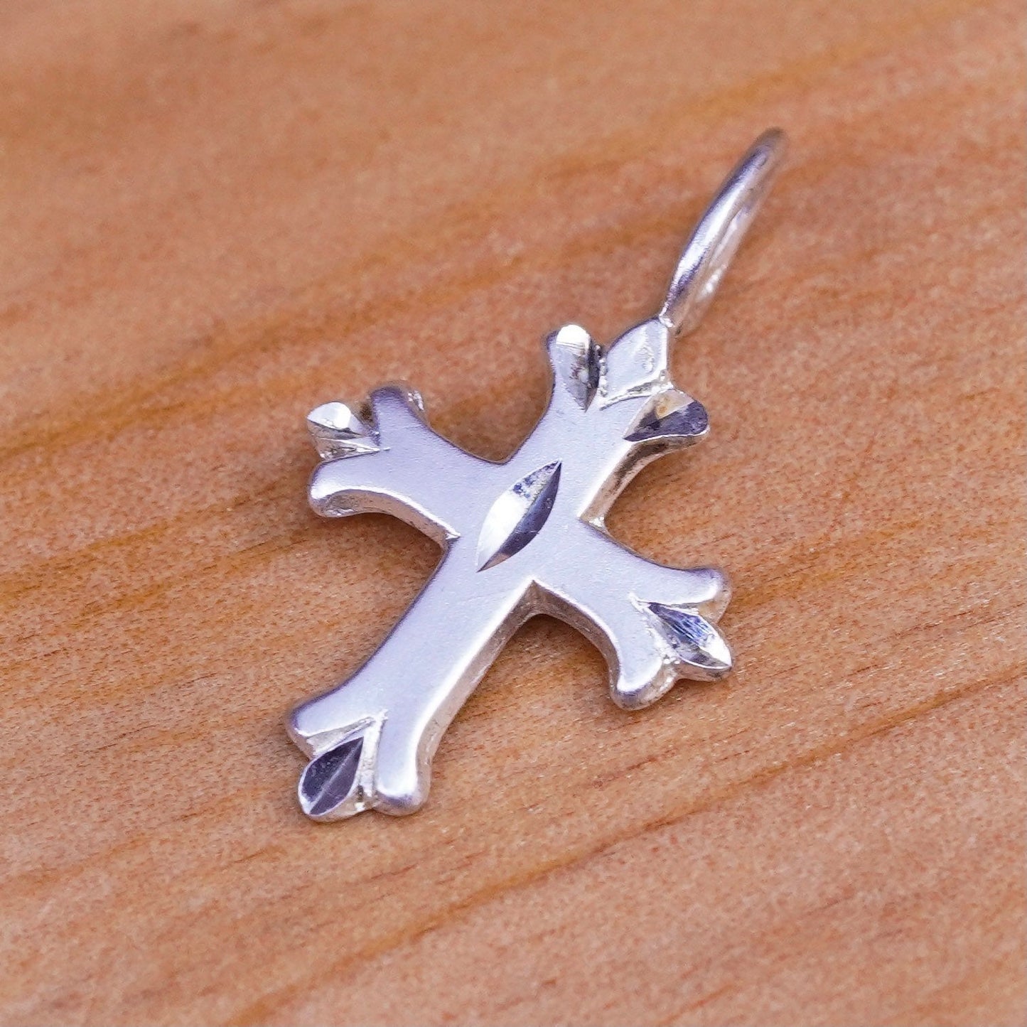 Vintage Sterling silver handmade pendant, 925 textured cross