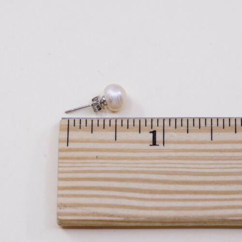 Vtg STERLING SILVER earrings with pearl studs, silver tested