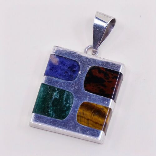 hecho en Mex 925 Sterling Silver Handmade Pendant W/ Cat’s Eye Sodalite Jasper