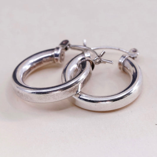 0.75”, Vintage sterling silver loop earrings, minimalist primitive hoops