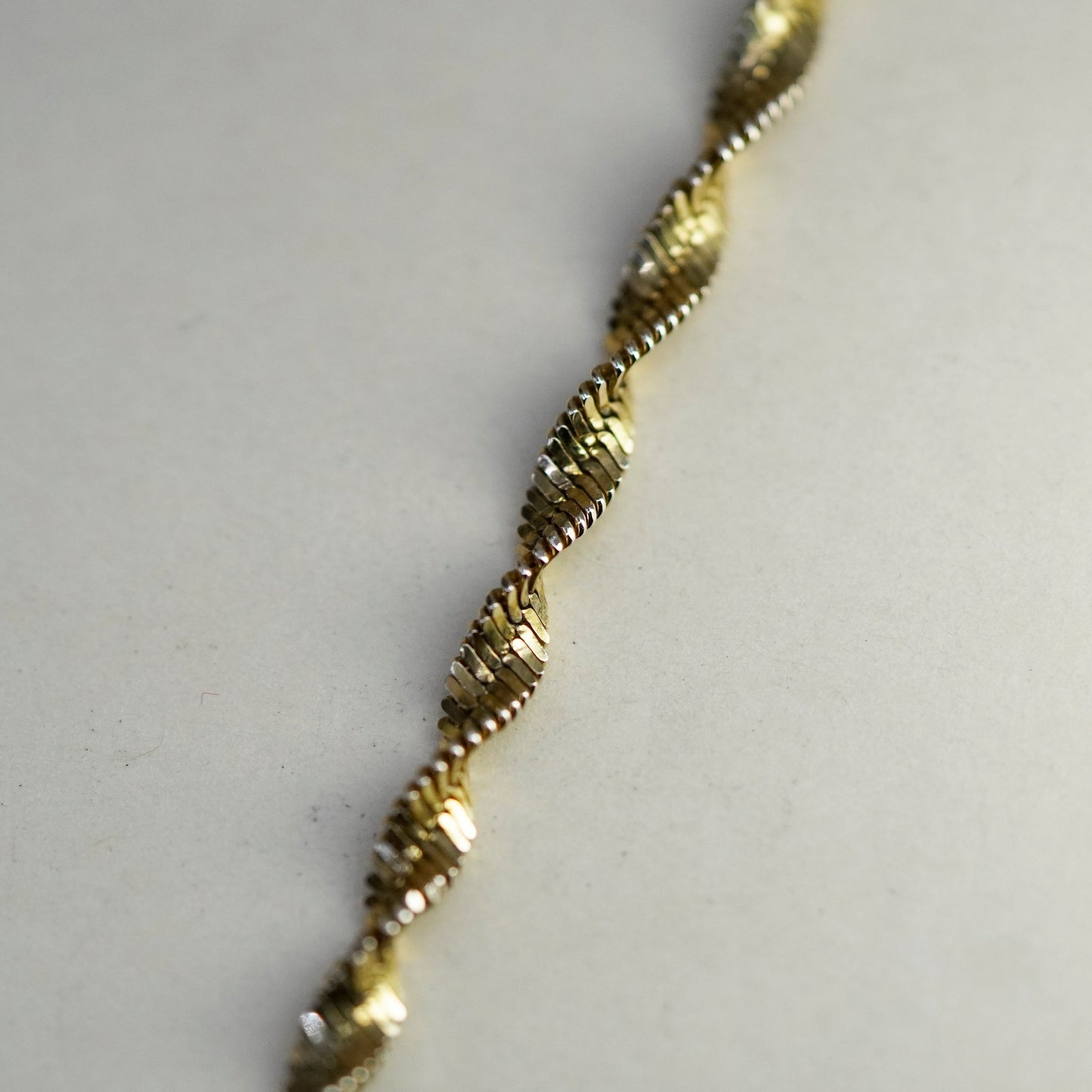 16”, vermeil gold filled Sterling silver necklace 925 twisted herringbone chain