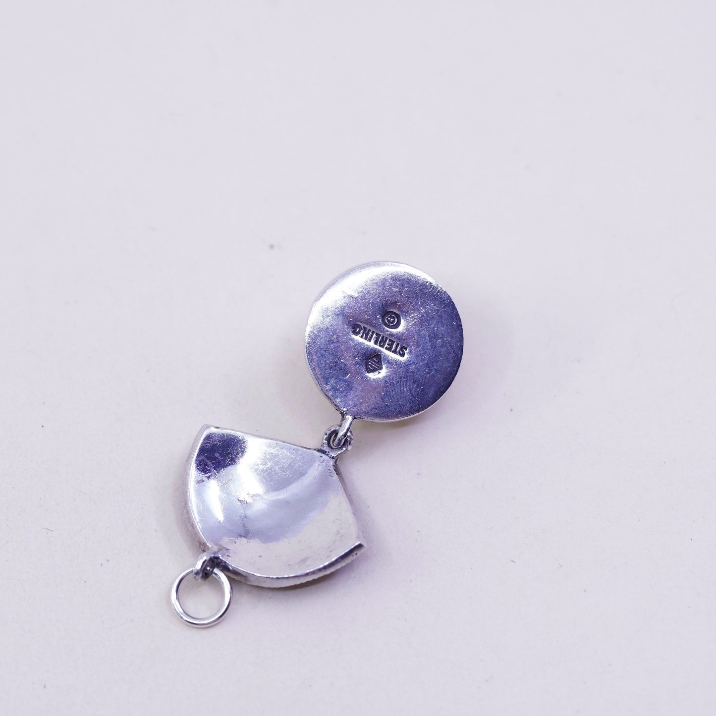 vtg Judith Jack sterling 925 silver handmade teardrop pendant pearl marcasite